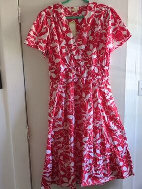 Red and White Floral Summer Dress